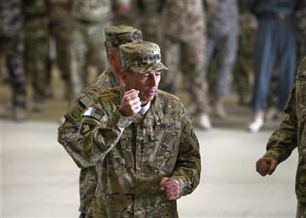 Commander of NATO forces in Afghanistan U.S General David Petraeus rehearse before a change of command ceremony at Kabul Commander of NATO forces in Afghanistan U.S General David Petraeus rehearse before a change of command ceremony at Kabul