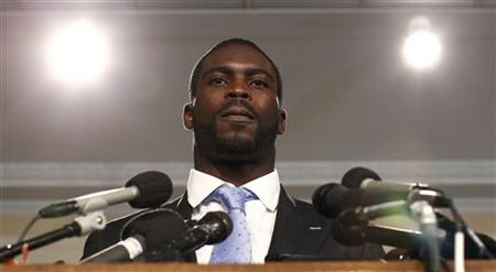 NFL football star Michael Vick of the Philadelphia Eagles speaks on behalf of the Humane Society in Washington NFL football star Michael Vick of the Philadelphia Eagles speaks on behalf of the Humane Society in Washington