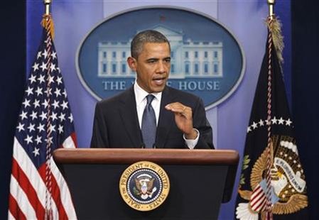 U.S. President Barack Obama makes a statement to the press on U.S. debt reduction in the Brady Press briefing room of the White House U.S. President Barack Obama makes a statement to the press on U.S. debt reduction in the Brady Press briefing room of the White House