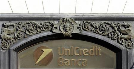 Unicredit logo is seen downtown in Rome Unicredit logo is seen downtown in Rome