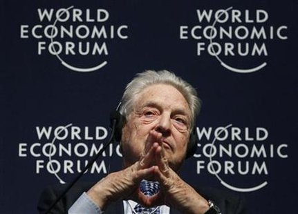 Soros Fund Management Chairman, Soros, attends a session at the World Economic Forum in Davos Soros Fund Management Chairman, Soros, attends a session at the World Economic Forum in Davos