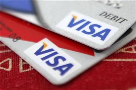 Visa credit cards are displayed in Washington Visa credit cards are displayed in Washington