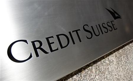 A sign of Swiss bank Credit Suisse is pictured outside its U.S. headquarters in New York City A sign of Swiss bank Credit Suisse is pictured outside its U.S. headquarters in New York City