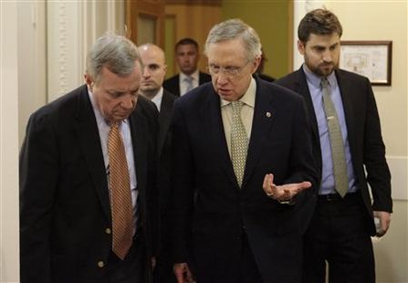 Senate Majority Leader Harry Reid and and Senate Majority Whip Dick Durbin arrive at a news conference in Washington Senate Majority Leader Harry Reid and and Senate Majority Whip Dick Durbin arrive at a news conference in Washington