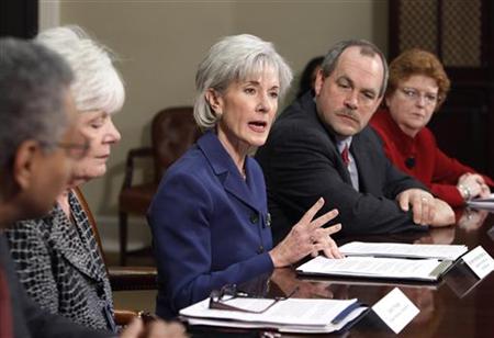 Sebelius and insurance company executives take part in a meeting at the White House in Washington Sebelius and insurance company executives take part in a meeting at the White House in Washington