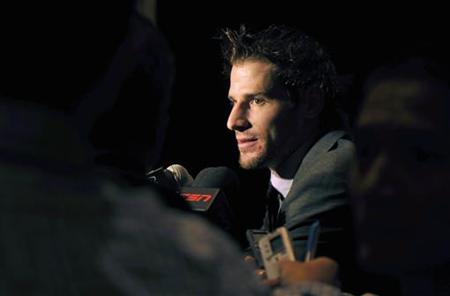 Vancouver Canucks' Ryan Kesler responds to reporters after winning the Frank J. Selke Trophy at the 2011 NHL Awards in Las Vegas. Vancouver Canucks' Ryan Kesler responds to reporters after winning the Frank J. Selke Trophy at the 2011 NHL Awards in Las Vegas.