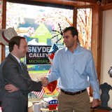 Republican Congressman Justin Amash of Michigan shakes hands with Lieutenant Governor Brian Calley. Photo courtesy of Amash on Facebook. Republican Congressman Justin Amash of Michigan shakes hands with Lieutenant Governor Brian Calley. Photo courtesy of Amash on Facebook.