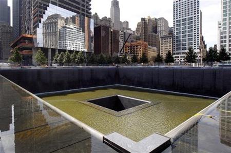 A general view shows the south pool waterfall as work continues on the National September 11 Memorial and Museum at the World Trade Center s A general view shows the south pool waterfall as work continues on the National September 11 Memorial and Museum at the World Trade Center s