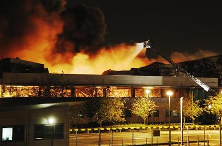 Fire destroys a Sony warehouse in Enfield in north London Fire destroys a Sony warehouse in Enfield in north London