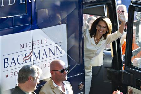 Republican presidential candidate and Minnesota Congresswoman Bachmann waves after her victory in the Iowa straw poll in Ames Republican presidential candidate and Minnesota Congresswoman Bachmann waves after her victory in the Iowa straw poll in Ames