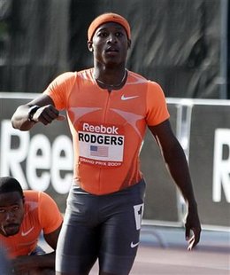 Mike Rodgers of the U.S. looks up after winning the men's 100m run event at the Reebok Grand Prix athletics meet in New York Mike Rodgers of the U.S. looks up after winning the men's 100m run event at the Reebok Grand Prix athletics meet in New York