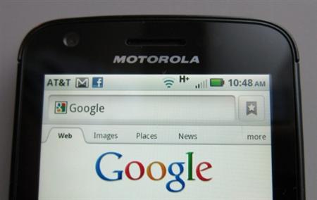 A Motorola Droid phone is seen displaying the Google search page in New York A Motorola Droid phone is seen displaying the Google search page in New York