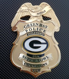 Green Bay police Packer badge (Photo courtesy of Lt. Bill Bongle) Green Bay police Packer badge (Photo courtesy of Lt. Bill Bongle)