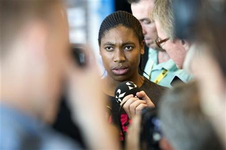 South African runner Semenya talks to journalists during a news conference in Stockholm South African runner Semenya talks to journalists during a news conference in Stockholm