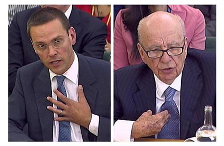 BSkyB Chairman James Murdoch and his father, News Corp Chief Executive and Chairman Rupert Murdoch, are questioned by parliamentary committe BSkyB Chairman James Murdoch and his father, News Corp Chief Executive and Chairman Rupert Murdoch, are questioned by parliamentary committe