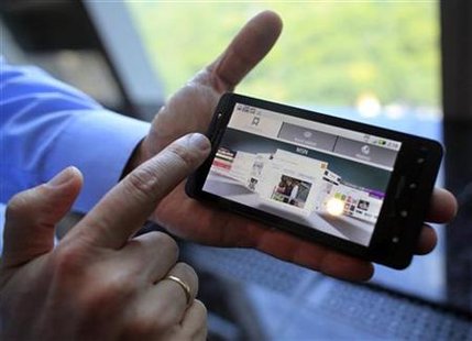 Motorola's Droid X smart phone, which will be available through Verizon Wireless, is displayed during a news conference announcing its relea