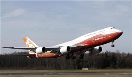 The Boeing 747-8 Intercontinental takes off on its maiden flight from Paine Field, in Everett, Washington The Boeing 747-8 Intercontinental takes off on its maiden flight from Paine Field, in Everett, Washington