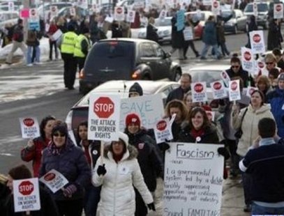 Union demonstrators in Madison, WI (Reuters) Union demonstrators in Madison, WI (Reuters)