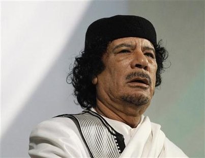 File photo of Libyan leader Muammar Gaddafi giving a speech in Rome File photo of Libyan leader Muammar Gaddafi giving a speech in Rome