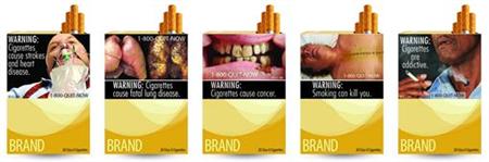 Combination picture of handout images of new cigarette packages released by US Food and Drug Administration Combination picture of handout images of new cigarette packages released by US Food and Drug Administration