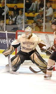 Former WMU and current Kalamazoo Wings goaltender Riley Gill. Gill is seen playing his final home game for the Broncos in February, 2010. Photo by Sean Patrick Duross. Former WMU and current Kalamazoo Wings goaltender Riley Gill. Gill is seen playing his final home game for the Broncos in February, 2010. Photo by Sean Patrick Duross.