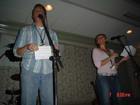 Lee Peek and Nikki Montgomery on stage Little Big Town at Hereford and Hops 2005