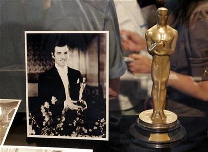 Clark Gable's Oscar at the opening of the Meet The Oscars exhibit in Hollywood Clark Gable's Oscar at the opening of the Meet The Oscars exhibit in Hollywood