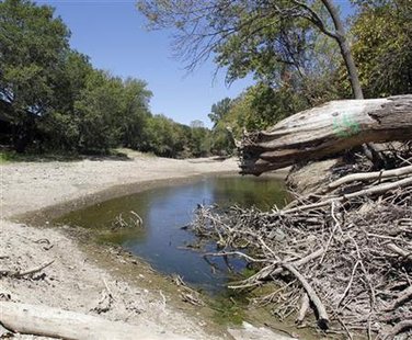 The dried south fork of Lake Arlington is seen near Bowman Springs Park in Arlington, Texas The dried south fork of Lake Arlington is seen near Bowman Springs Park in Arlington, Texas