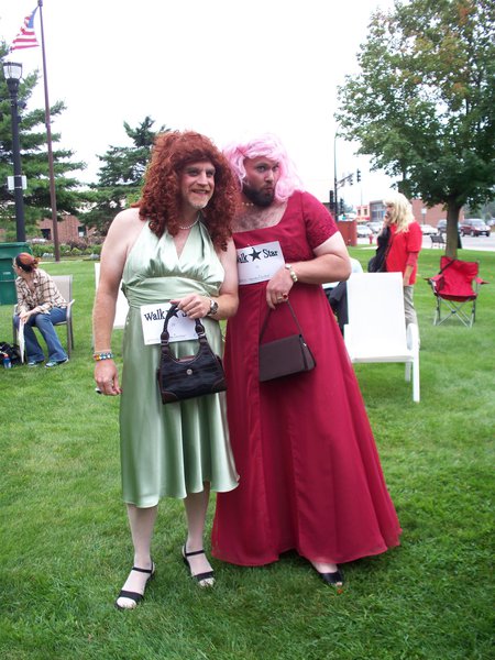 Craig and Justin Walk a mile in her shoes.
