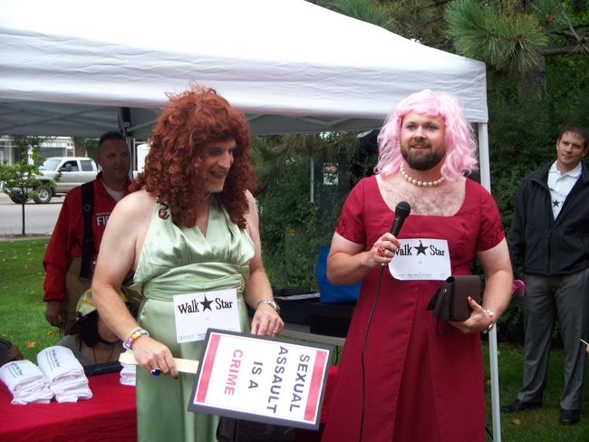 Craig and Justin Walk a mile in her shoes.