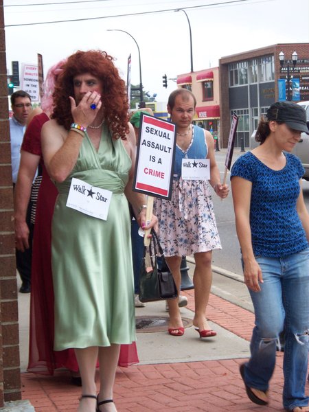 Craig and Justin Walk a mile in her shoes.