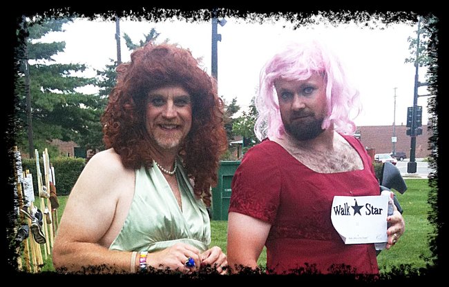 Craig and Justin Walk a mile in her shoes.