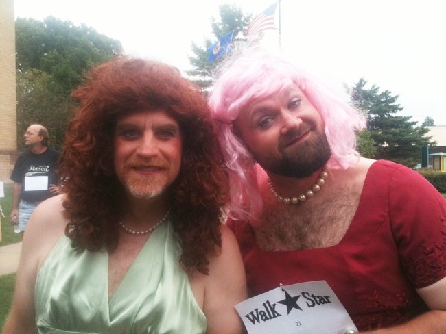 Craig and Justin Walk a mile in her shoes.