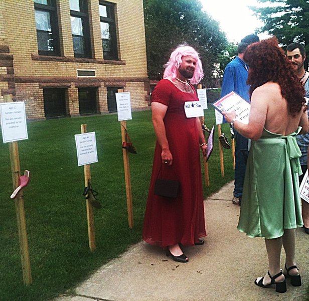 Craig and Justin Walk a mile in her shoes.