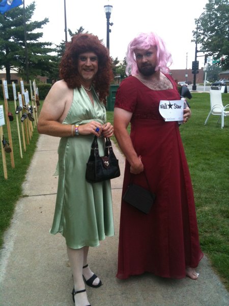 Craig and Justin Walk a mile in her shoes.