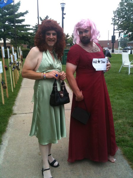 Craig and Justin Walk a mile in her shoes.
