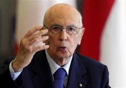 Italian President Napolitano answers questions from journalists during a news conference after his meeting with Croatian President Josipovic Italian President Napolitano answers questions from journalists during a news conference after his meeting with Croatian President Josipovic