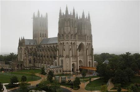 The National Cathedral is seen after a crane collapsed from the building in Washington The National Cathedral is seen after a crane collapsed from the building in Washington