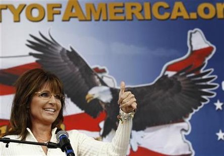 Former Governor of Alaska Sarah Palin speaks to supporters at a rally organized by the Tea Party of America in Indianola, Iowa Former Governor of Alaska Sarah Palin speaks to supporters at a rally organized by the Tea Party of America in Indianola, Iowa