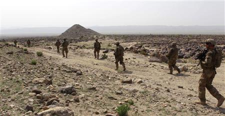 U.S. soldiers from Task Force Bronco, 3rd Squadron, 4th Cavalry Regiment patrol to search for arms cache in Nangarhar U.S. soldiers from Task Force Bronco, 3rd Squadron, 4th Cavalry Regiment patrol to search for arms cache in Nangarhar