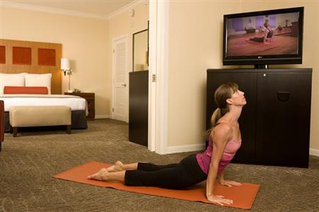 Handout of a woman practicing yoga in Kimpton's Hotel Palomar in San Francisco Handout of a woman practicing yoga in Kimpton's Hotel Palomar in San Francisco