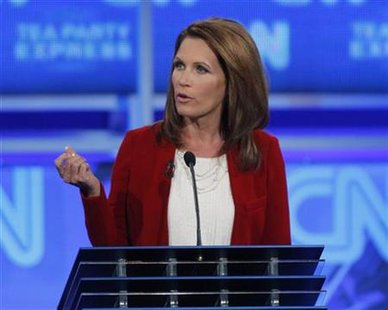 Representative Bachmann participates in the CNN/Tea Party Republican presidential candidates debate in Tampa Representative Bachmann participates in the CNN/Tea Party Republican presidential candidates debate in Tampa