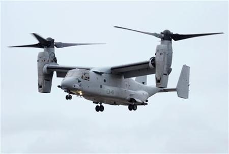 An Osprey with U.S. Defense Secretary Leon Panetta aboard prepares to land in New York An Osprey with U.S. Defense Secretary Leon Panetta aboard prepares to land in New York