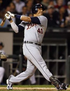 Detroit Tigers designated hitter Victor Martinez watches his three-run home run against the Chicago White Sox during the sixth inning of their game on September 13, 2011. REUTERS Detroit Tigers designated hitter Victor Martinez watches his three-run home run against the Chicago White Sox during the sixth inning of their game on September 13, 2011. REUTERS