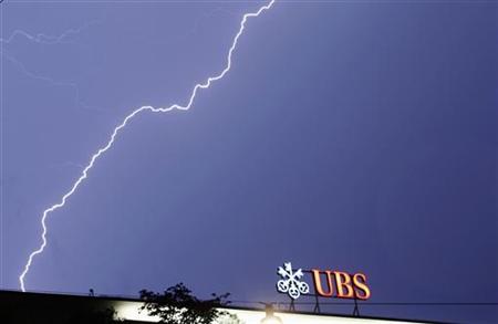 Lightning strikes over the headquarters of Swiss bank UBS during a thunderstorm over the Paradeplatz square in Zurich Lightning strikes over the headquarters of Swiss bank UBS during a thunderstorm over the Paradeplatz square in Zurich