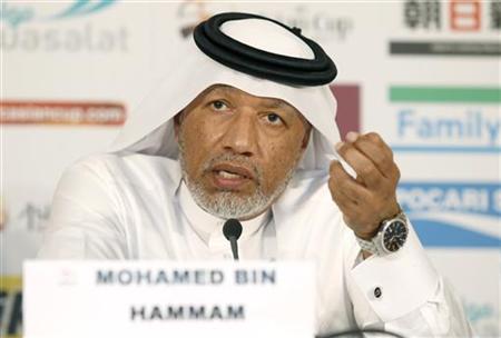 AFC President Mohammed Bin Hammam speaks during a news conference before the 2011 Asian Cup final soccer match between Japan and Australia a AFC President Mohammed Bin Hammam speaks during a news conference before the 2011 Asian Cup final soccer match between Japan and Australia a