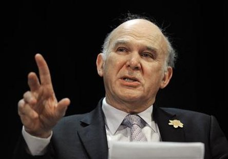 Britain's Business Secretary Cable speaks during a question and answer session at the Liberal Democrat party conference in Sheffield Britain's Business Secretary Cable speaks during a question and answer session at the Liberal Democrat party conference in Sheffield