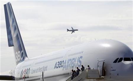 Visitors leave an Airbus A-380 plane on display during the MAKS International Aviation and Space Salon at Zhukovsky airport in Moscow Visitors leave an Airbus A-380 plane on display during the MAKS International Aviation and Space Salon at Zhukovsky airport in Moscow