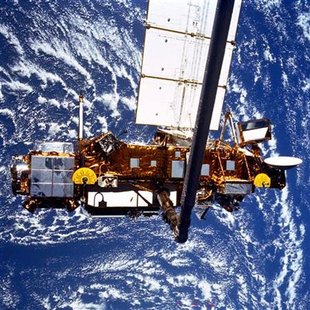 NASA handout photo of the UARS satellite being deployed NASA handout photo of the UARS satellite being deployed