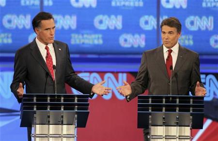 Romney and Perry participate in the CNN/Tea Party Republican presidential candidates debate in Tampa Romney and Perry participate in the CNN/Tea Party Republican presidential candidates debate in Tampa